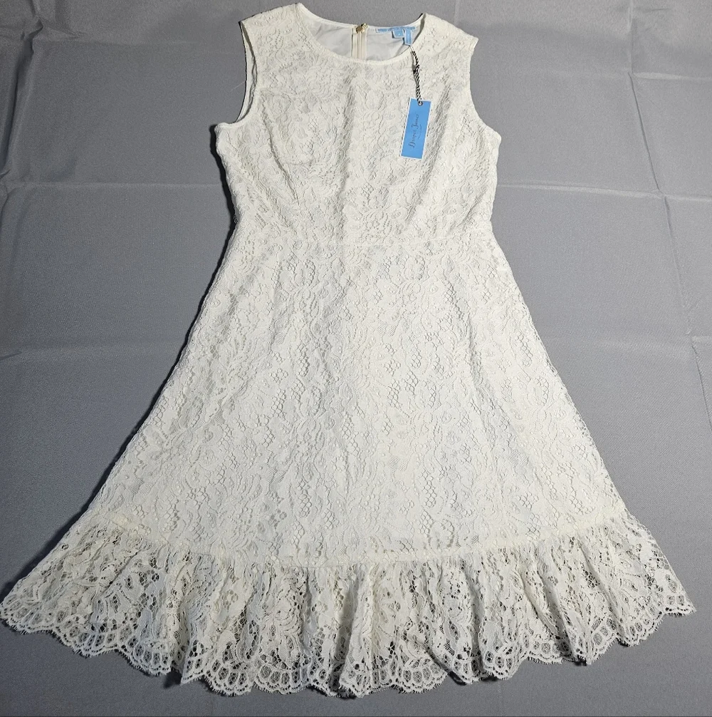 Draper James Lace Trim Sleeveless White Romantic Midi Sz 8 Wedding Boho NWT - Picture 2 of 9